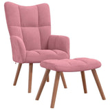 Vidaxl relaxstoel met voetenbank fluweel roze