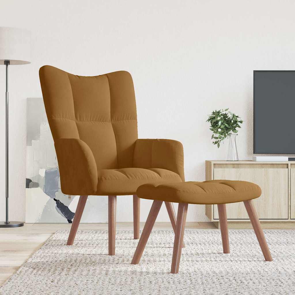 Vidaxl relaxstoel met voetenbank fluweel bruin