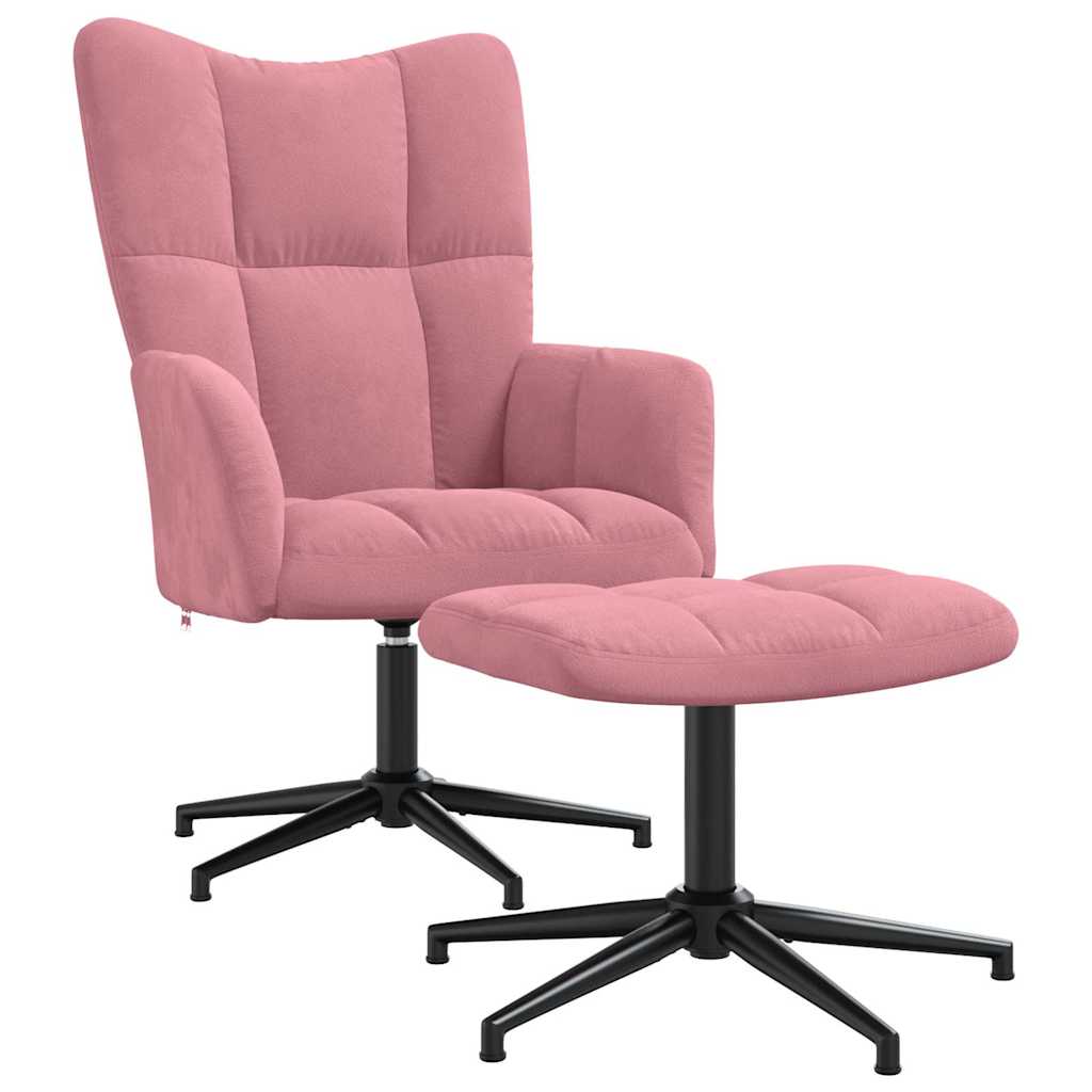 Vidaxl relaxstoel met voetenbank fluweel roze