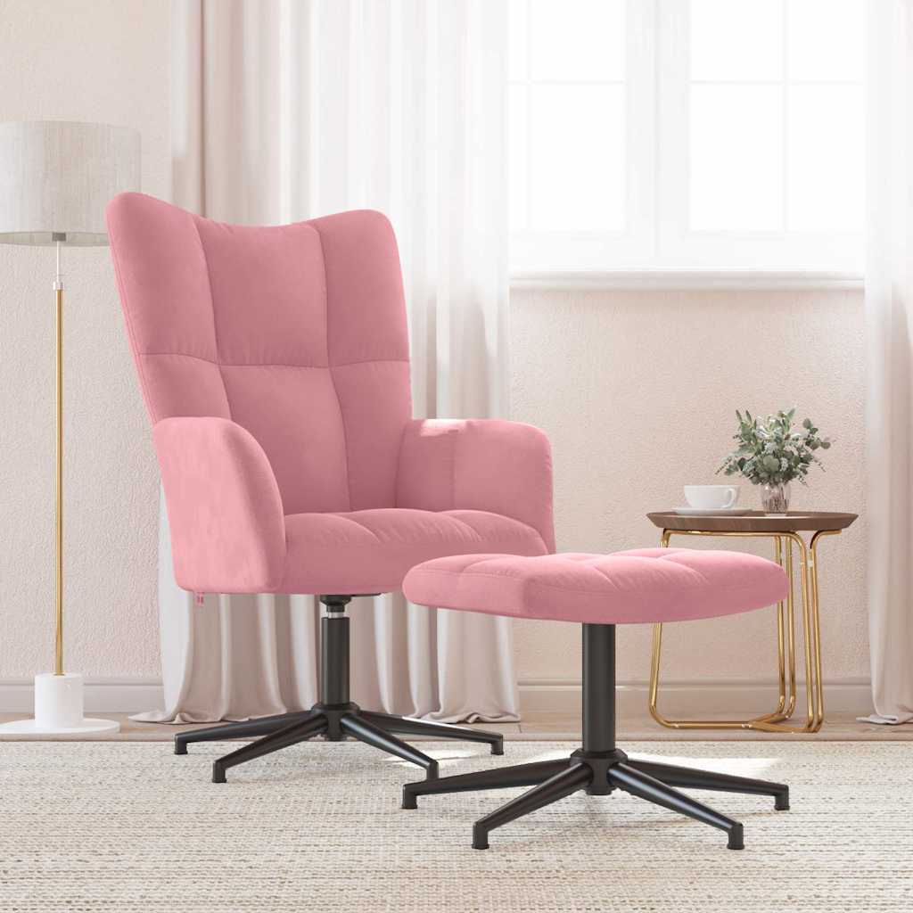 Vidaxl relaxstoel met voetenbank fluweel roze