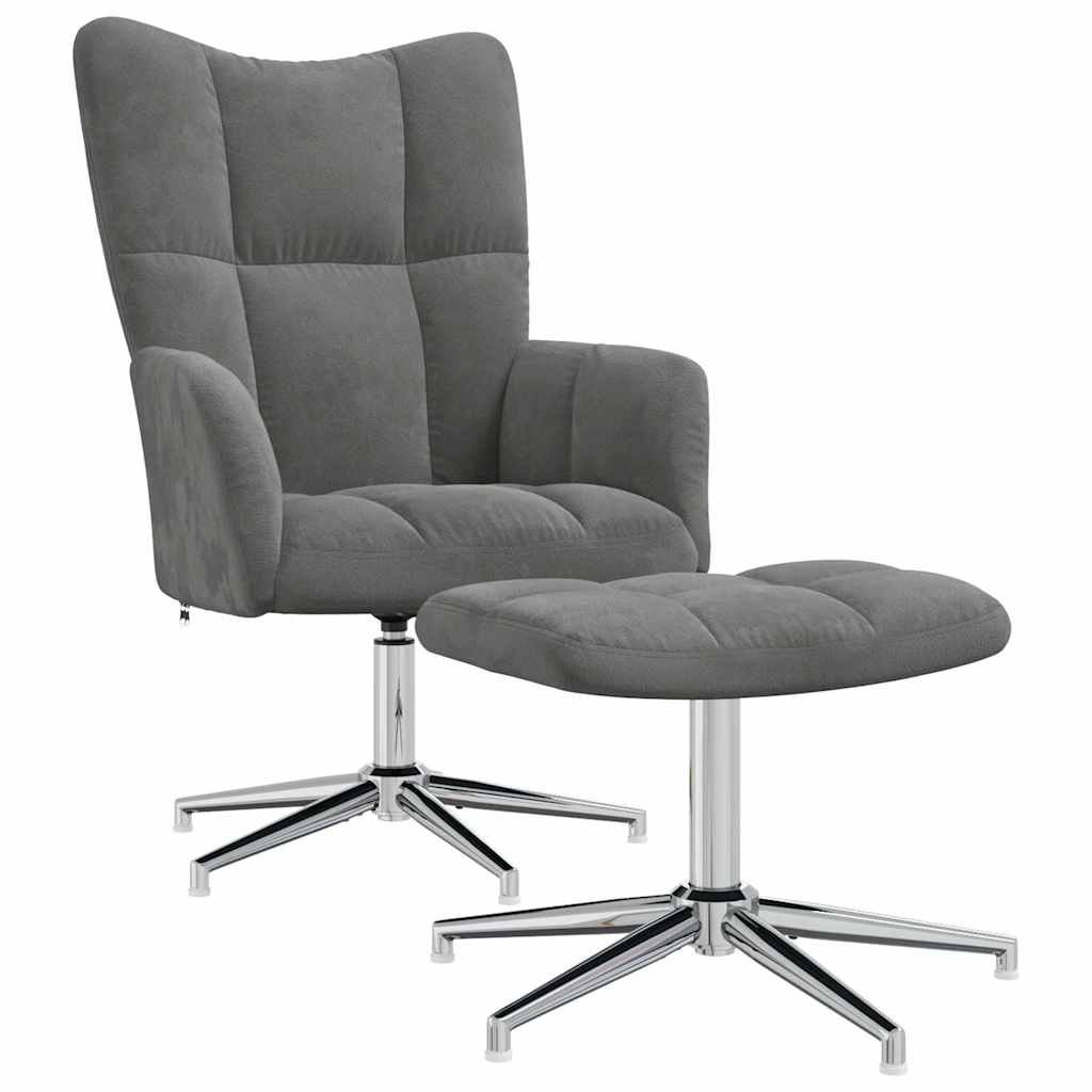 Vidaxl relaxstoel met voetenbank fluweel donkergrijs