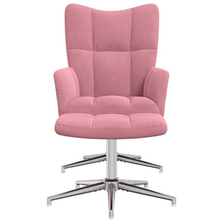 Vidaxl relaxstoel met voetenbank fluweel roze