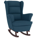 Vidaxl schommelstoel met oorleuning fluweel massief hout blauw