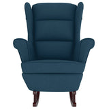 Vidaxl schommelstoel met oorleuning fluweel massief hout blauw