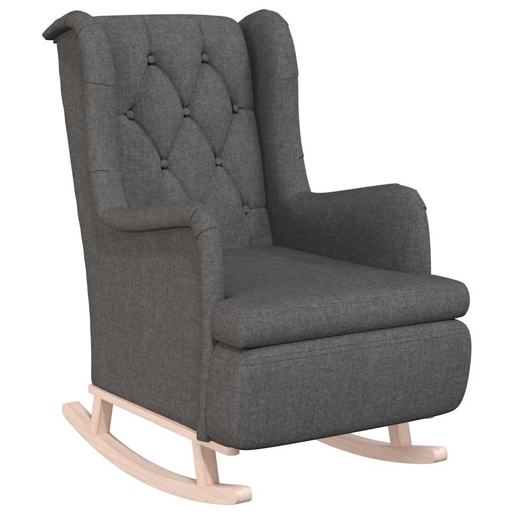 Vidaxl fauteuil met massief rubberwood schommelpoten stof donkergrijs