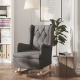 Vidaxl fauteuil met massief rubberwood schommelpoten stof donkergrijs