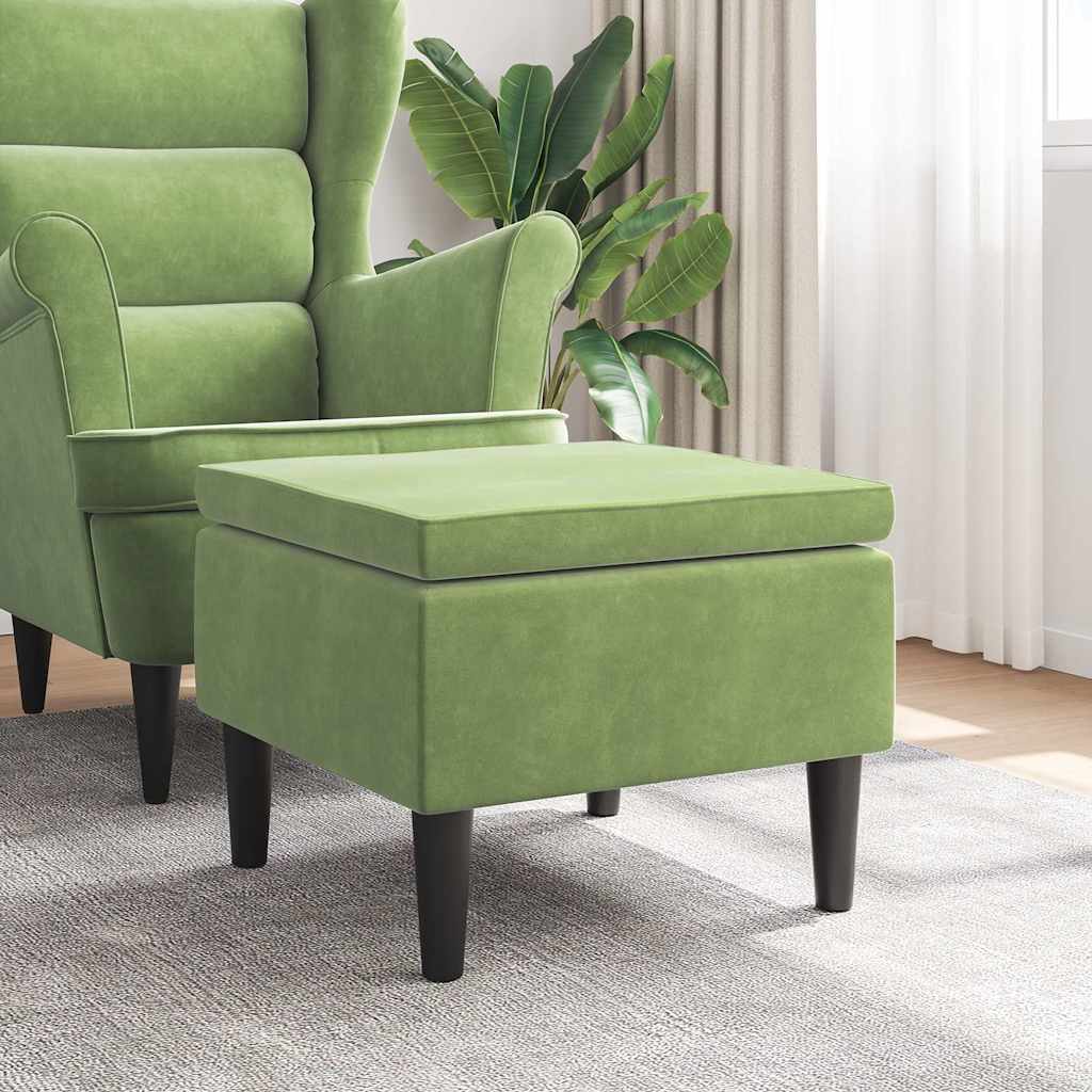 Vidaxl kruk met houten poten fluweel lichtgroen