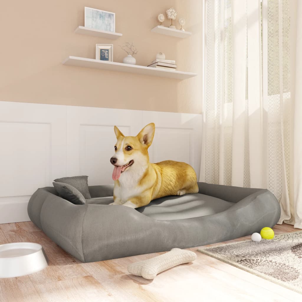 Vidaxl Hundebett mit Kissen 115x100x20 cm Oxford Stoff grau