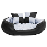 VIDAXL Dog -Kissen reversibel und waschbar 85x70x20 cm grau und schwarz