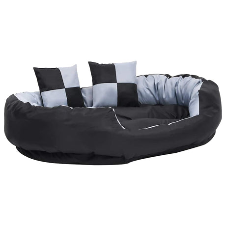 VIDAXL Dog -Kissen reversibel und waschbar 110 x 80 x 23 cm grau und schwarz