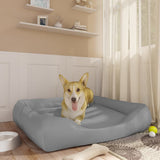 Vidaxl Hundekorb 80x68x23 cm künstliches Leder hellgrau