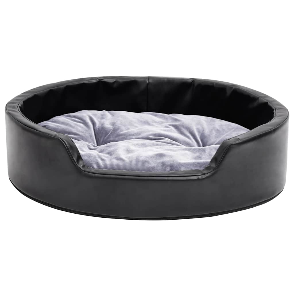 Vidaxl Hundekorb 69x59x19 cm Plüsch und künstliches Lederschwarz und Grau