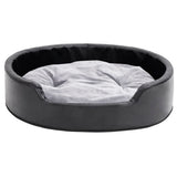 Vidaxl Hundekorb 79x70x19 cm Plüsch und künstliches Leder schwarz und grau