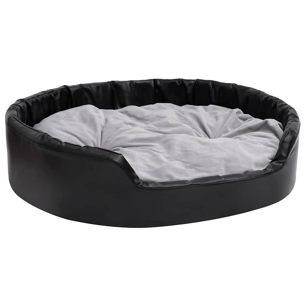 Vidaxl Hundekorb 99x89x21 cm Plüsch und künstliches Leder schwarz und grau