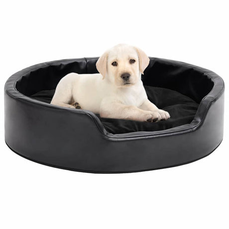 Vidaxl Hundkorb 69x59x19 cm Plüsch und künstliches Leder schwarz