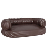 Vidaxl Hundekorb mit ergonomischem Schaum 60x42 cm künstliches Lederbraun