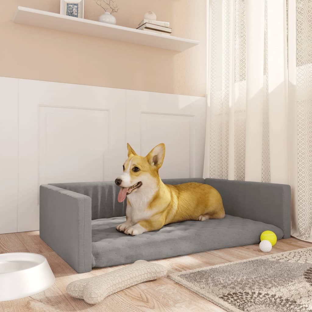 Vidaxl Car Hundekorb Leinen Look 110x70 cm hellgrau