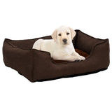 Vidaxl Hundekorb Leinen Look 85.5x70x23 cm Fleece Brown