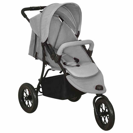 Vidaxl -Kinderwagenstahl hellgrau