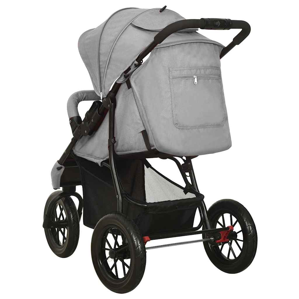 Vidaxl -Kinderwagenstahl hellgrau