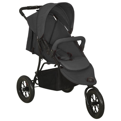 Vidaxl Pram Stahl Anthrazit -ausgelöst