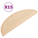 Vidaxl -Treppenmatten 15 ST 56x17x3 cm Crème Hemisphäre