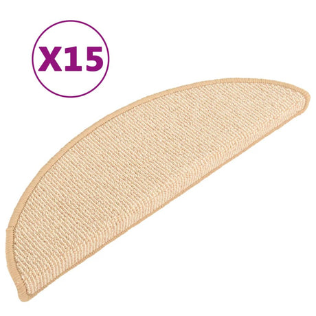 Vidaxl -Treppenmatten 15 ST 56x17x3 cm Crème Hemisphäre