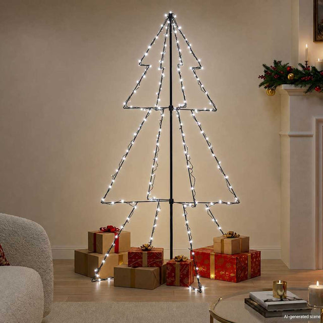 Vidaxl KegelKERSTBOOM 200 LEDs innerhalb und außerhalb von 98x150 cm