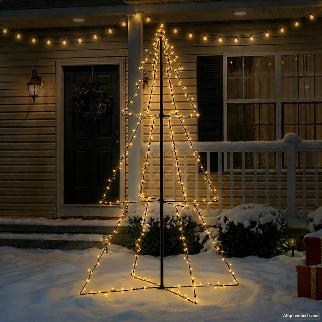 VIDAXL KegelKERSTBOOM 240 LEDs innerhalb und außerhalb von 118x150 cm