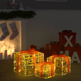 Vidaxl Weihnachtsbeleuchtung Geschenkboxen 3 St dekorative Acryl warmes Weiß
