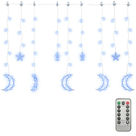Vidaxl Light Girland Star und Mond Fernbedienung 138 LEDs Blau