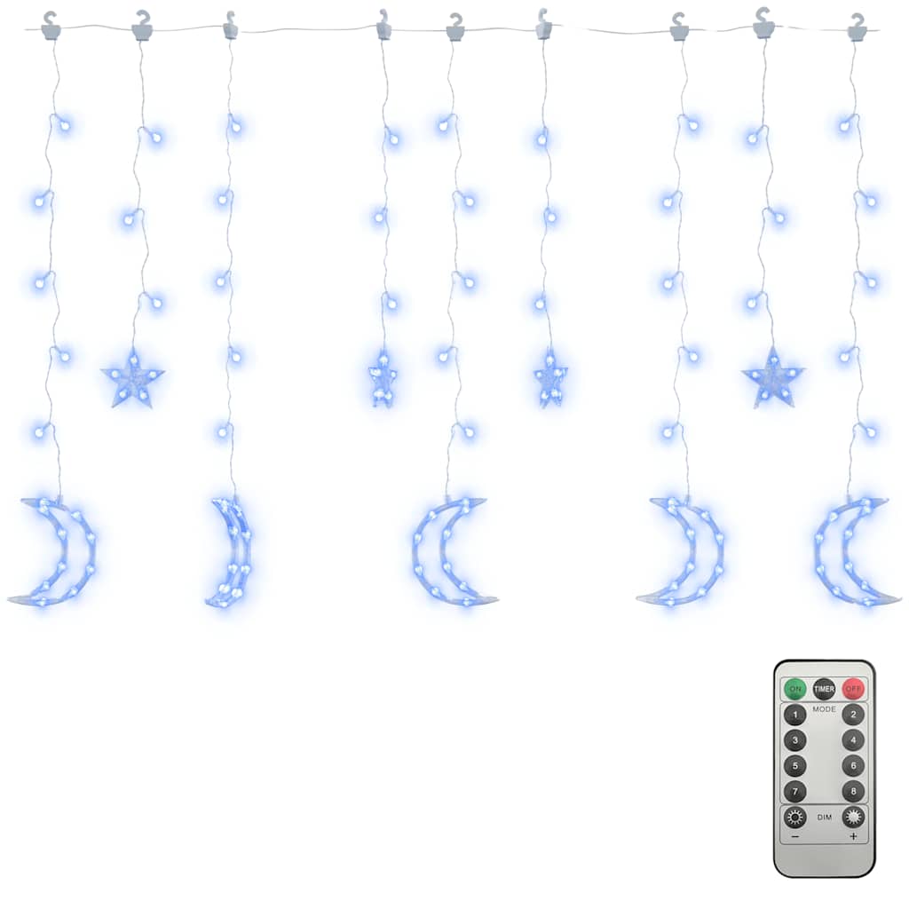 Vidaxl Light Girland Star und Mond Fernbedienung 345 LEDs Blau