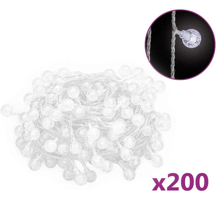 VidaXL Lichterkabel mit 200 LEDs, 8 Funktionen, kaltweiß, 20 m