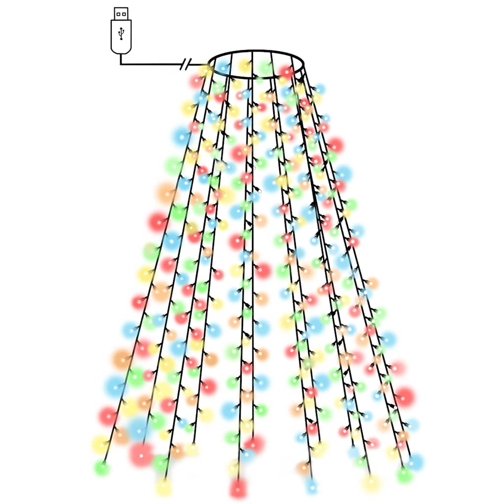 VidaXL Weihnachtsbaumbeleuchtung mit 180 LEDs, mehrfarbiges Netz, 180 cm