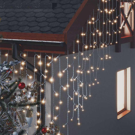 Vidaxl leichter Vorhang mit 400 LEDs und 8 Funktionen 10 m warmes Weiß
