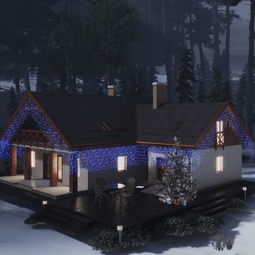 VIDAXL Light Vorhang mit 400 LEDs und 8 Funktionen 10 m blau