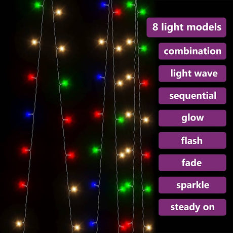 Vidaxl Light Corder Blind mit 300 LEDs und 8 Funktionen 3x3 M mehrfarbig