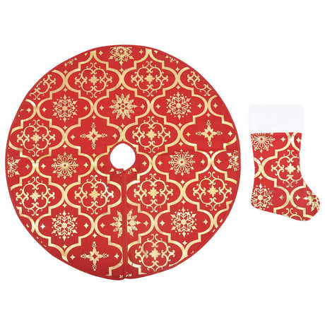 VidaXL Luxus Weihnachtsbaumrock mit Socke rot 122 cm Stoff