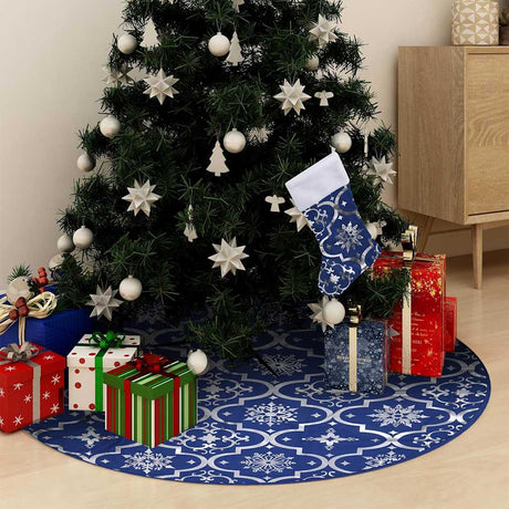 Vidaxl Weihnachtsbaumrock Luxus mit Sock 90 cm Stoff Blau