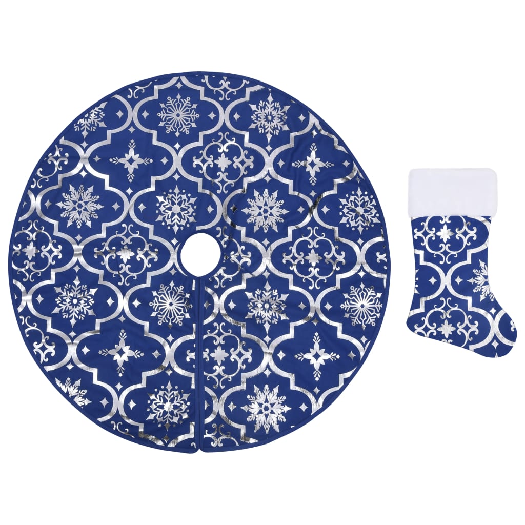 Vidaxl Weihnachtsbaumrock Luxus mit Sock 122 cm Stoff Blau