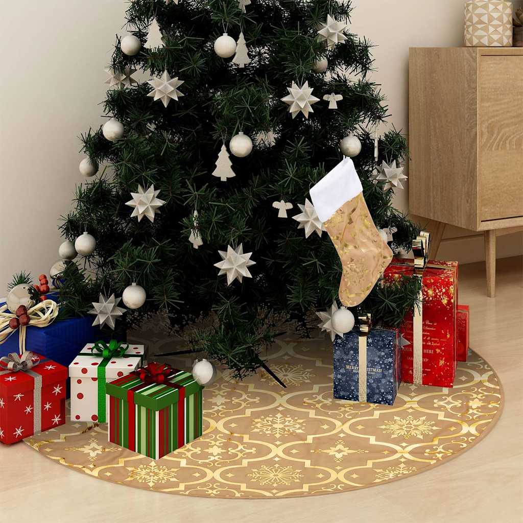 Vidaxl Weihnachtsbaumrock Luxus mit Sock 150 cm Stoff gelbgelb