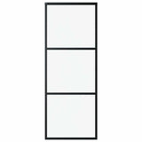 Vidaxl Schiebetür 76x205 cm ESG -Glas und Aluminiumschwarz