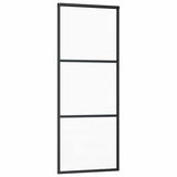 Vidaxl Schiebetür 76x205 cm ESG -Glas und Aluminiumschwarz