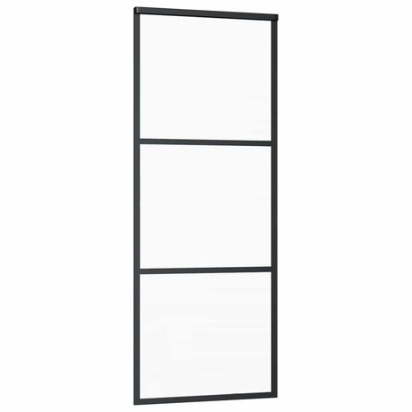 Vidaxl Schiebetür 76x205 cm ESG -Glas und Aluminiumschwarz