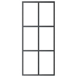 Vidaxl Schiebetür 90x205 cm ESG -Glas und Aluminiumschwarz