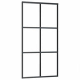 Vidaxl Schiebetür 102x205 cm ESG -Glas und Aluminiumschwarz