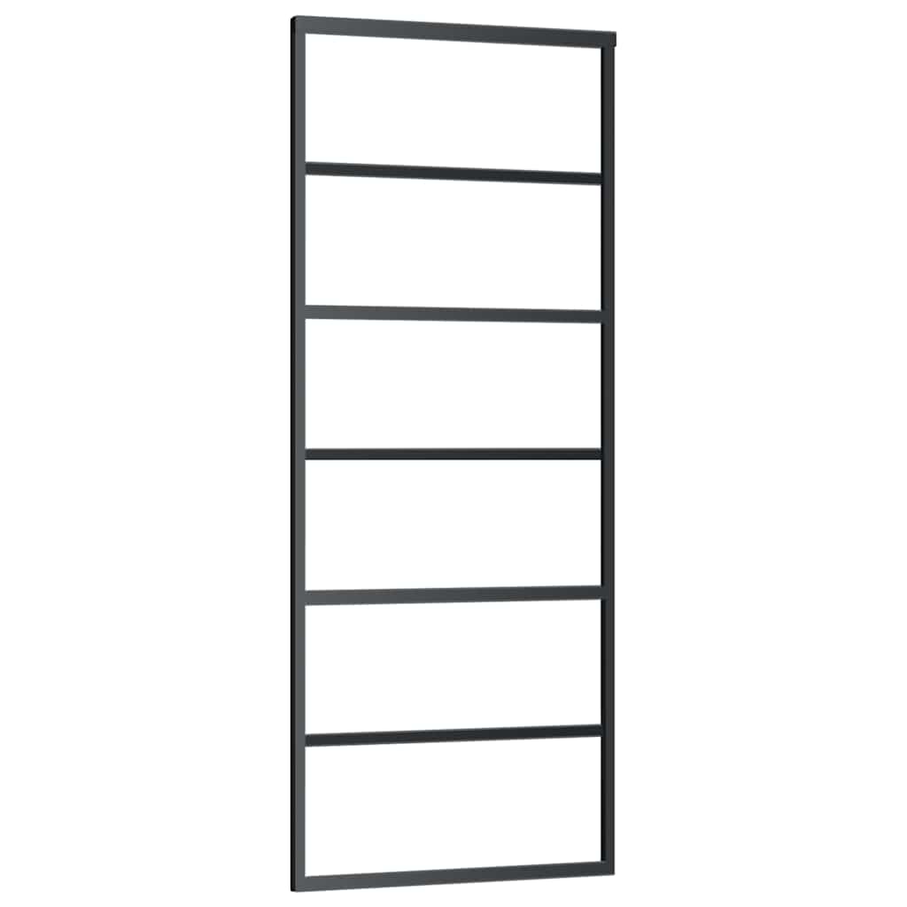 Vidaxl Schiebetür 76x205 cm ESG -Glas und Aluminiumschwarz