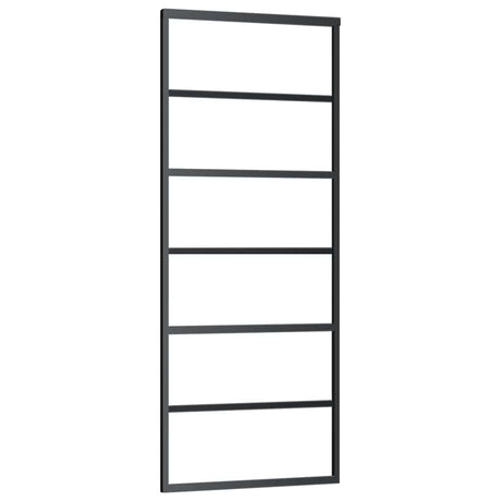 Vidaxl Schiebetür 76x205 cm ESG -Glas und Aluminiumschwarz