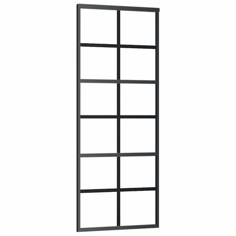 Vidaxl Schiebetür 76x205 cm ESG -Glas und Aluminiumschwarz