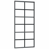Vidaxl Schiebetür 90x205 cm ESG -Glas und Aluminiumschwarz